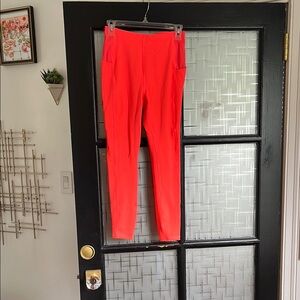 Vibrant Neon High-Waist Leggings with Tapered Legs